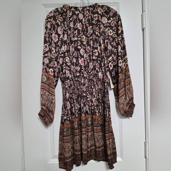 Anthropologie Petite Current Air Floral Long Sleeve Midi Dress Size X-Small - Picture 2 of 9